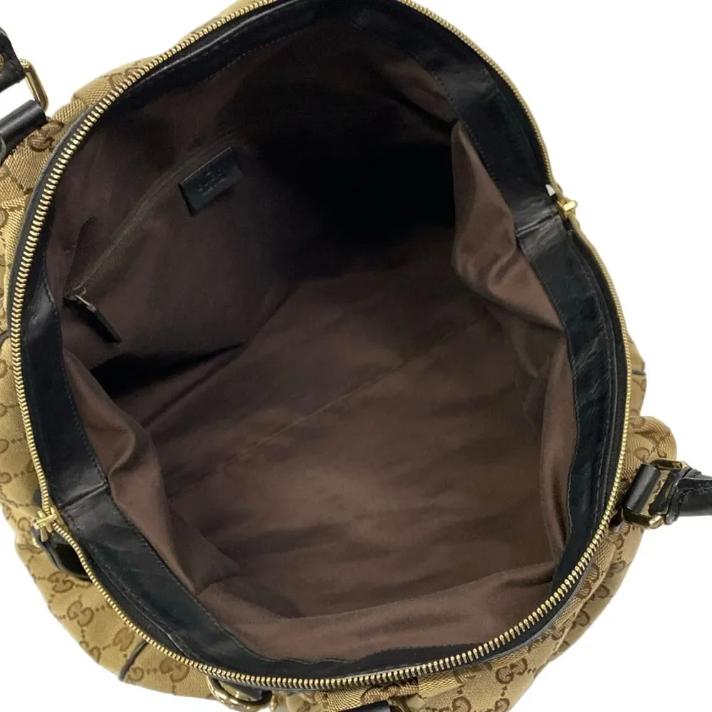 Gucci GG/Sukey Handbag 223974 Beige Dark Brown Black Jacquard Leather